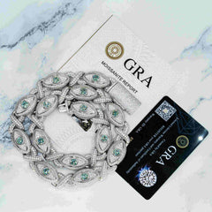 GL 15mm Devil's Eye Moissanite Cuban Chain Necklace