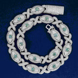 GL 15mm Devil's Eye Moissanite Cuban Chain Necklace