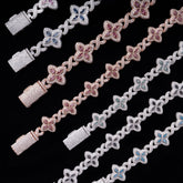 GL 15MM Colored Moissanite 4-Leaf Clover Infinity Link Bracelet