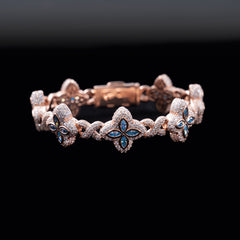 GL 19MM Colored Moissanite 4-Leaf Clover Infinity Link Bracelet