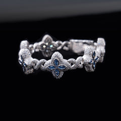 GL 19MM Colored Moissanite 4-Leaf Clover Infinity Link Bracelet