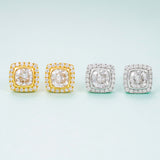 GL Hiphop Jewelry  925 Sterling Silver VVS Round Cut Moissanite Stud Square Shape Earring