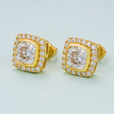 GL Hiphop Jewelry 925 Sterling Silver VVS Round Cut Moissanite Stud Square Shape Earring