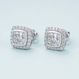 GL Hiphop Jewelry  925 Sterling Silver VVS Round Cut Moissanite Stud Square Shape Earring