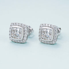 GL Hiphop Jewelry 925 Sterling Silver VVS Round Cut Moissanite Stud Square Shape Earring