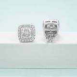GL Hiphop Jewelry  925 Sterling Silver VVS Round Cut Moissanite Stud Square Shape Earring