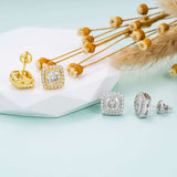 GL Hiphop Jewelry  925 Sterling Silver VVS Round Cut Moissanite Stud Square Shape Earring