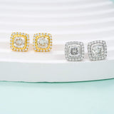 GL Hiphop Jewelry  925 Sterling Silver VVS Round Cut Moissanite Stud Square Shape Earring