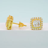 GL Hiphop Jewelry  925 Sterling Silver VVS Round Cut Moissanite Stud Square Shape Earring