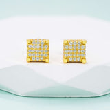 GL Iced Out Moissanite Diamond 925 Sterling Silver Square Stud Earrings