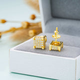 GL Iced Out Moissanite Diamond 925 Sterling Silver Square Stud Earrings