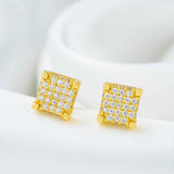 GL Iced Out Moissanite Diamond 925 Sterling Silver Square Stud Earrings