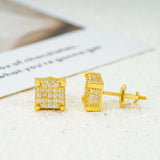 GL Iced Out Moissanite Diamond 925 Sterling Silver Square Stud Earrings