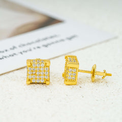 GL Iced Out Moissanite Diamond 925 Sterling Silver Square Stud Earrings