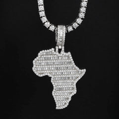 GL Silver Moissanite Continental Plate Shaped Pendant