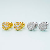 GL Hiphop Jewelry 925 Sterling Silver VVS Round Cut Moissanite Stud Earrings