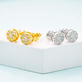 GL Hiphop Jewelry 925 Sterling Silver VVS Round Cut Moissanite Stud Earrings