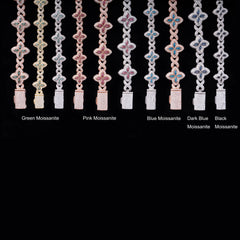 GL 19MM Colored Moissanite 4-Leaf Clover Infinity Link Bracelet