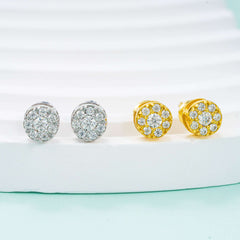 GL Hiphop Jewelry 925 Sterling Silver VVS Round Cut Moissanite Stud Earrings