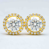 GL Hiphop Jewelry 925 Sterling Silver VVS Round Cut Moissanite Stud Earring