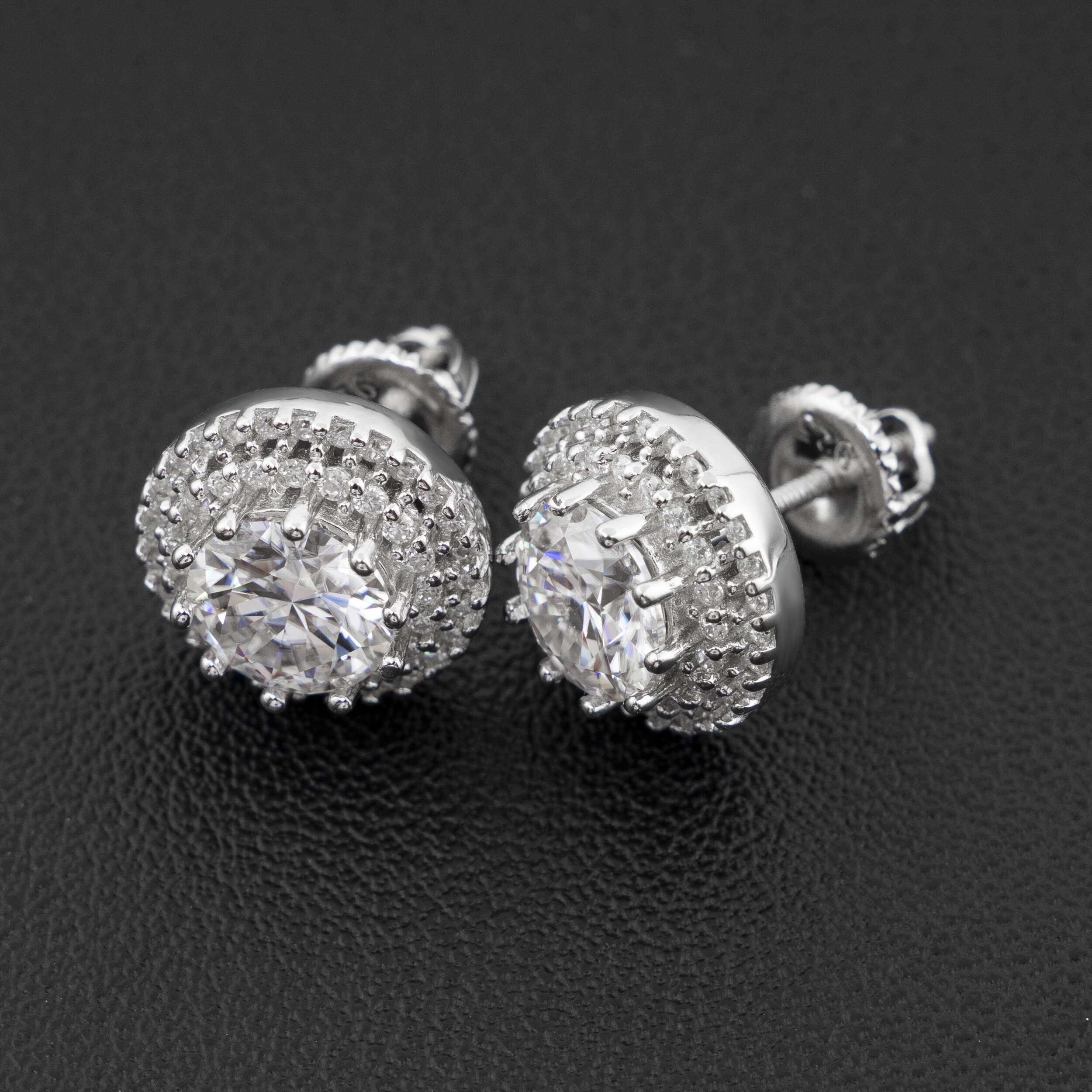 Hip Hop Jewelry 925 Silver VVS Moissanite Diamond Trendy Stud Earrings