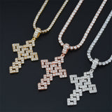 GL Emerald Cut Moissanite Cube Style Cross Pendant