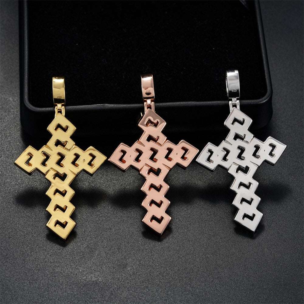 Emerald Cut Cross Pendant