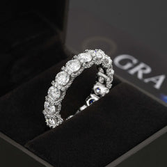 GL 925 Sterling Silver Gold Plated Round Moissanite Engagement Ring