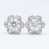 GL Hiphop Jewelry 925 Sterling Silver VVS Round Cut Emerald Cut Moissanite Stud Flower Shape Earring