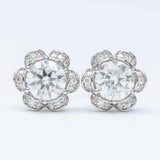 GL Hiphop Jewelry 925 Sterling Silver VVS Round Cut Emerald Cut Moissanite Stud Flower Shape Earring