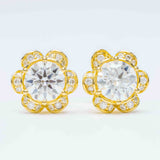 GL Hiphop Jewelry 925 Sterling Silver VVS Round Cut Emerald Cut Moissanite Stud Flower Shape Earring