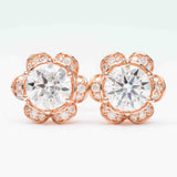 GL Hiphop Jewelry 925 Sterling Silver VVS Round Cut Emerald Cut Moissanite Stud Flower Shape Earring