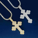 GL 925 sterling silver VVS diamond Moissanite flower shaped cross pendant