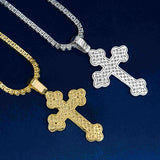 GL 925 sterling silver VVS diamond Moissanite flower shaped cross pendant