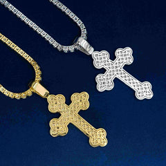 GL 925 sterling silver VVS diamond Moissanite flower shaped cross pendant