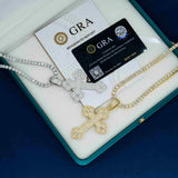 GL 925 sterling silver VVS diamond Moissanite flower shaped cross pendant