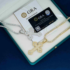 GL 925 sterling silver VVS diamond Moissanite flower shaped cross pendant