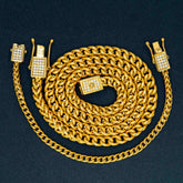 4mm 6mm Stainless steel silver button end Cuban chain