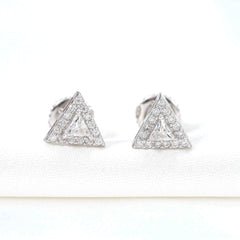 GL Sterling Silver Triangle Shaped Moissanite Stud Earrings