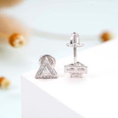 GL Sterling Silver Triangle Shaped Moissanite Stud Earrings