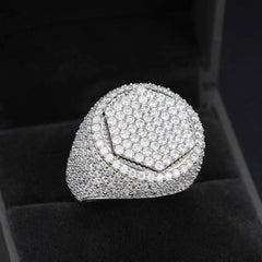 GL Square Round Ice Out Moissanite 925 Sterling Silver Ring