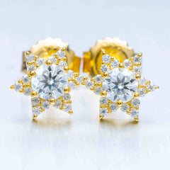 GL Hiphop Jewelry 925 Sterling Silver VVS Round Cut Moissanite Stud Star Shape Earring