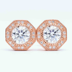 Hiphop Jewelry 925 Sterling Silver VVS Round Cut Emerald Cut Moissanite Stud pentagon Earring