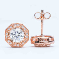 Hiphop Jewelry 925 Sterling Silver VVS Round Cut Emerald Cut Moissanite Stud pentagon Earring