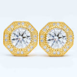 Hiphop Jewelry  925 Sterling Silver VVS Round Cut Emerald Cut Moissanite Stud pentagon Earring