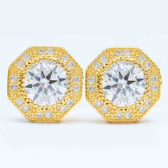 Hiphop Jewelry 925 Sterling Silver VVS Round Cut Emerald Cut Moissanite Stud pentagon Earring