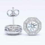 Hiphop Jewelry  925 Sterling Silver VVS Round Cut Emerald Cut Moissanite Stud pentagon Earring