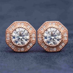 Hiphop Jewelry 925 Sterling Silver VVS Round Cut Emerald Cut Moissanite Stud pentagon Earring