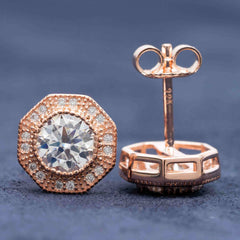 Hiphop Jewelry 925 Sterling Silver VVS Round Cut Emerald Cut Moissanite Stud pentagon Earring