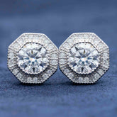 Hiphop Jewelry 925 Sterling Silver VVS Round Cut Emerald Cut Moissanite Stud pentagon Earring